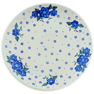 Polish Pottery Plate 10&quot; Blue Poppies Spring