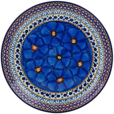 Polish Pottery Plate 10&quot; Blue Poppies UNIKAT