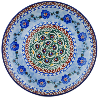 Polish Pottery Plate 10&quot; Blue Poppy Circle UNIKAT