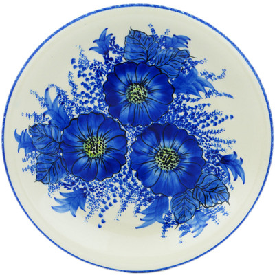Polish Pottery Plate 10&quot; Blue Poppy Dream UNIKAT