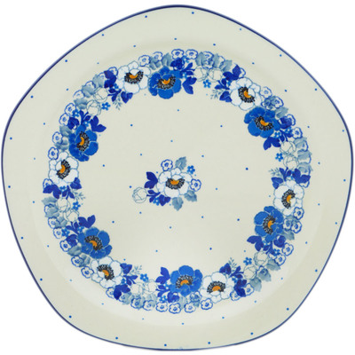 Polish Pottery Plate 10&quot; Blue Spring Blue