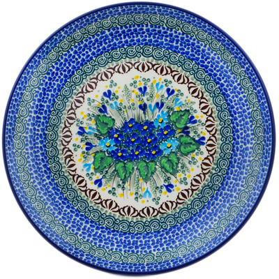 Polish Pottery Plate 10&quot; Blue Violet Garden UNIKAT