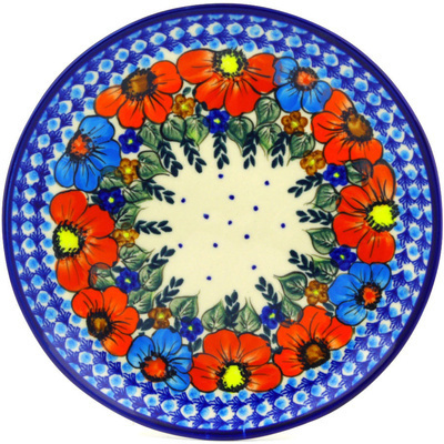 Polish Pottery Plate 10&quot; Bold Poppies UNIKAT