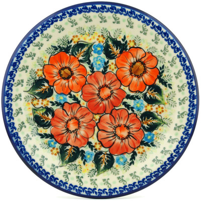 Polish Pottery Plate 10&quot; Bold Red Poppies UNIKAT
