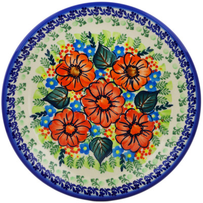 Polish Pottery Plate 10&quot; Bold Red Poppies UNIKAT
