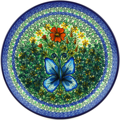 Polish Pottery Plate 10&quot; Butterfly Holly UNIKAT