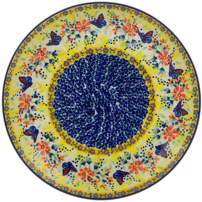 Polish Pottery Plate 10&quot; Butterfly Summer Garden UNIKAT