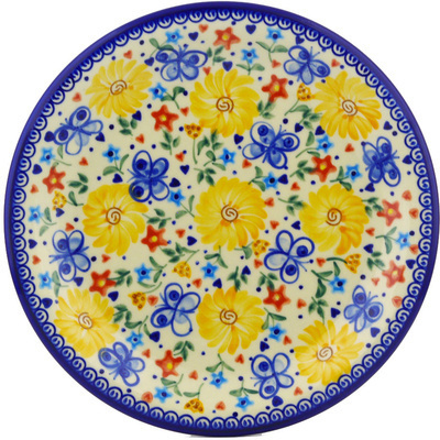 Polish Pottery Plate 10&quot; Butterfly Sunshine UNIKAT