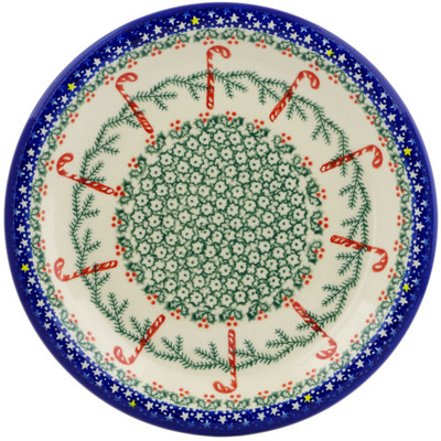 Polish Pottery Plate 10&quot; Candy Cane Wreath