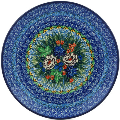 Polish Pottery Plate 10&quot; Carnation Valley UNIKAT