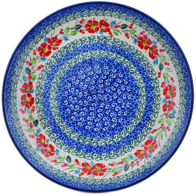 Polish Pottery Plate 10&quot; Cherry Colored Florals UNIKAT