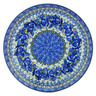 Polish Pottery Plate 10&quot; Cobalt Rose Chain UNIKAT