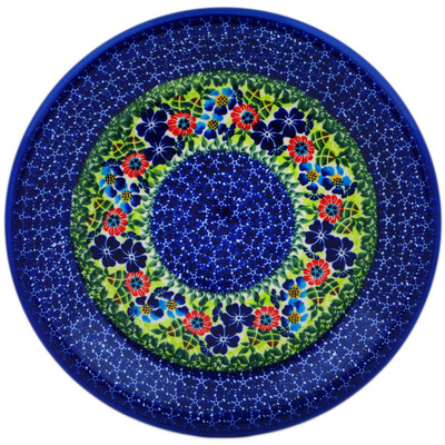 Polish Pottery Plate 10&quot; Cobalt Water Meadow UNIKAT