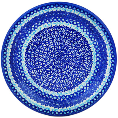 Polish Pottery Plate 10&quot; Cobalt Winter Frost UNIKAT