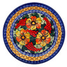 Polish Pottery Plate 10&quot; Colorful Bouquet UNIKAT