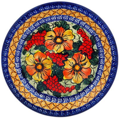 Polish Pottery Plate 10&quot; Colorful Bouquet UNIKAT