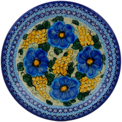 Polish Pottery Plate 10&quot; Corn In The Blue UNIKAT