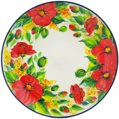 Polish Pottery Plate 10&quot; Corn Poppy In Bloom UNIKAT