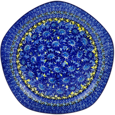 Polish Pottery Plate 10&quot; Deep Blue UNIKAT