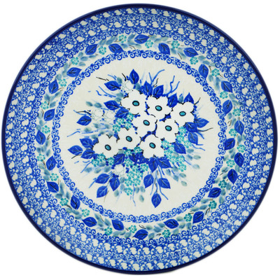 Polish Pottery Plate 10&quot; Delicate Magnolia UNIKAT