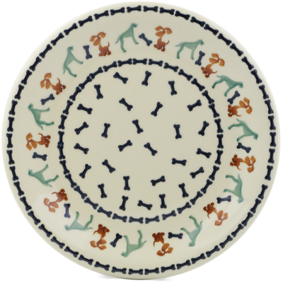 Polish Pottery Plate 10&quot; Dogs And Bones