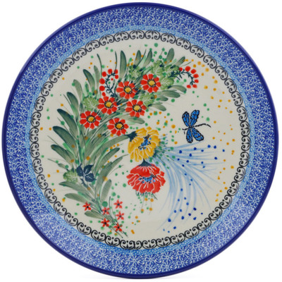 Polish Pottery Plate 10&quot; Dragonfly Meadow UNIKAT