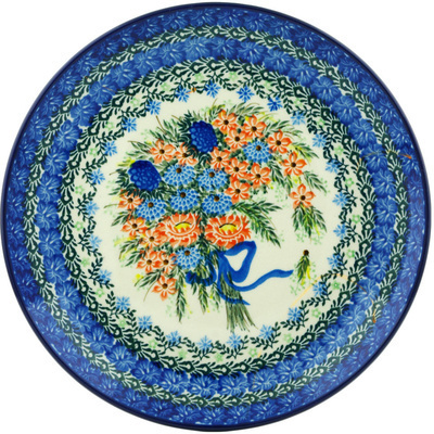 Polish Pottery Plate 10&quot; Elegant Bouquet UNIKAT