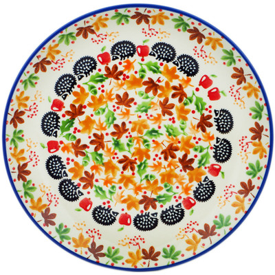 Polish Pottery Plate 10&quot; Fall Hedgehog UNIKAT