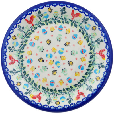 Polish Pottery Plate 10&quot; Feathered Friends UNIKAT