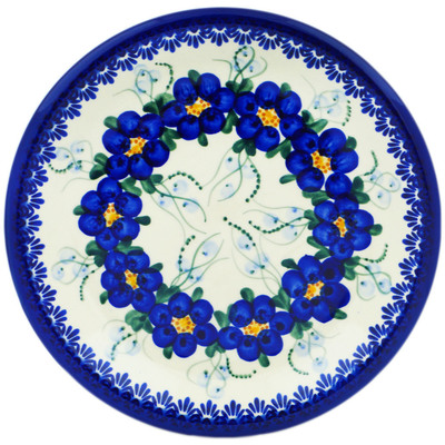 Polish Pottery Plate 10&quot; Field Of Blue UNIKAT