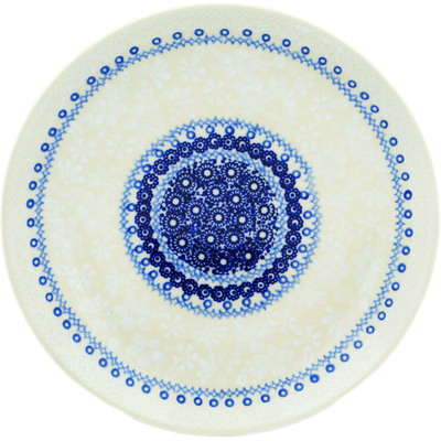 Polish Pottery Plate 10&quot; Floral Frost UNIKAT