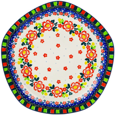 Polish Pottery Plate 10&quot; Floral Puzzles UNIKAT