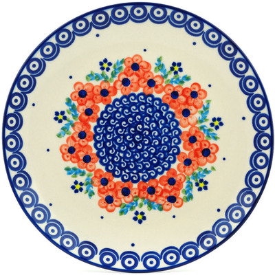 Polish Pottery Plate 10&quot; Flower Star