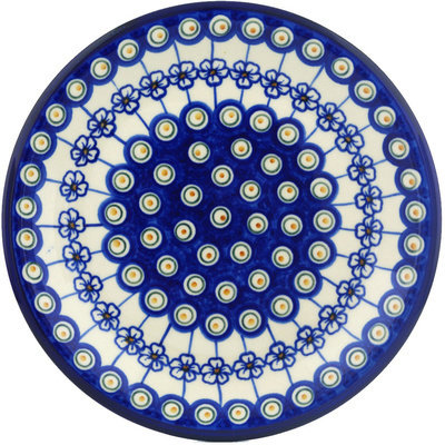 Polish Pottery Plate 10&quot; Flowering Peacock