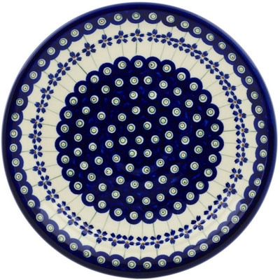 Polish Pottery Plate 10&quot; Flowering Peacock