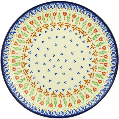 Polish Pottery Plate 10&quot; Fluttering Tulips