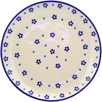 Polish Pottery Plate 10&quot; Forget Me Not Swirls