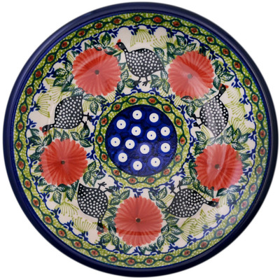Polish Pottery Plate 10&quot; Fowl In The Florals UNIKAT
