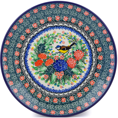 Polish Pottery Plate 10&quot; Garden Bird UNIKAT