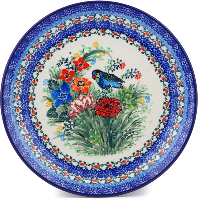 Polish Pottery Plate 10&quot; Garden Parrot UNIKAT