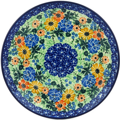 Polish Pottery Plate 10&quot; Garden Wreath UNIKAT