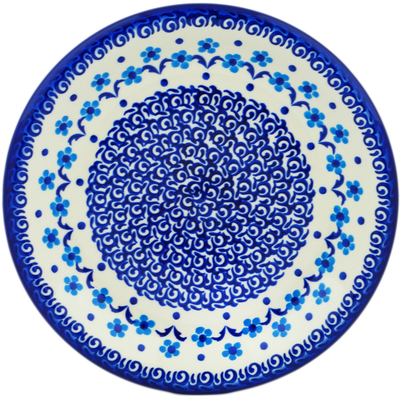 Polish Pottery Plate 10&quot; Happy Blue Meadow