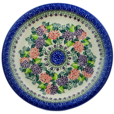 Polish Pottery Plate 10&quot; Happy Hydrangea UNIKAT