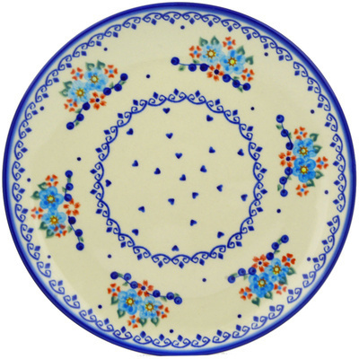 Polish Pottery Plate 10&quot; Hearts And Flowers