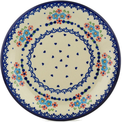 Polish Pottery Plate 10&quot; Hearts And Flowers