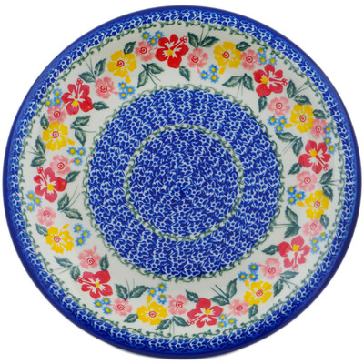 Polish Pottery Plate 10&quot; Hibiscus Haven