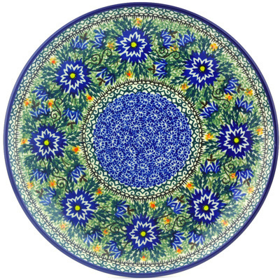Polish Pottery Plate 10&quot; Intrepid Dahlia UNIKAT