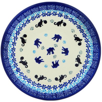 Polish Pottery Plate 10&quot; Kitty Paw Play Time