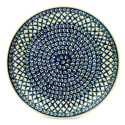 Polish Pottery Plate 10&quot; Lattice Peacock