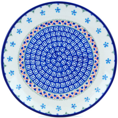 Polish Pottery Plate 10&quot; Little Blue Flowers
